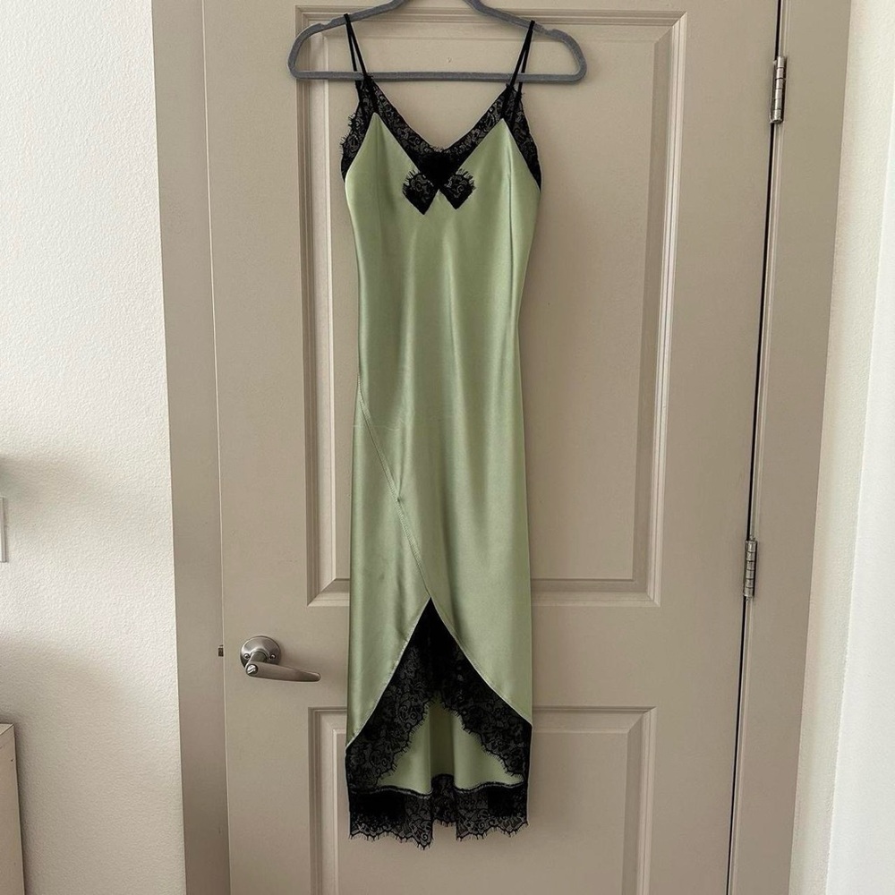 All Saints Green and Black Lace Praia Dress